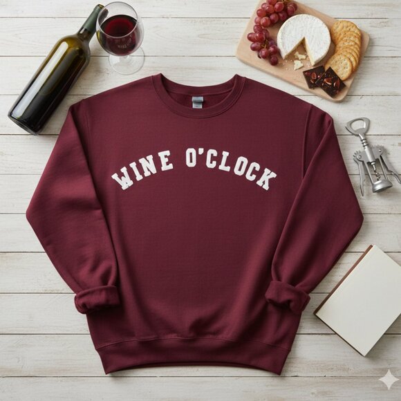 GreenTea Tops - GreenTea "Wine O'Clock" High-Low Sweatshirt